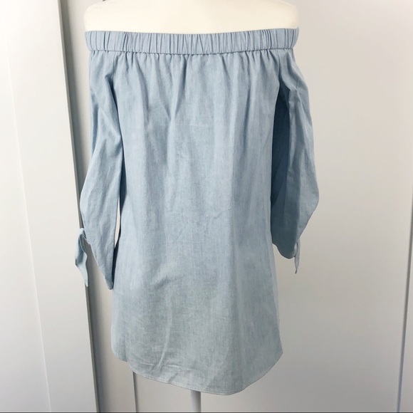 Tibi Off The Shoulder Chambray Tunic Sz 0 - Picture 3 of 8